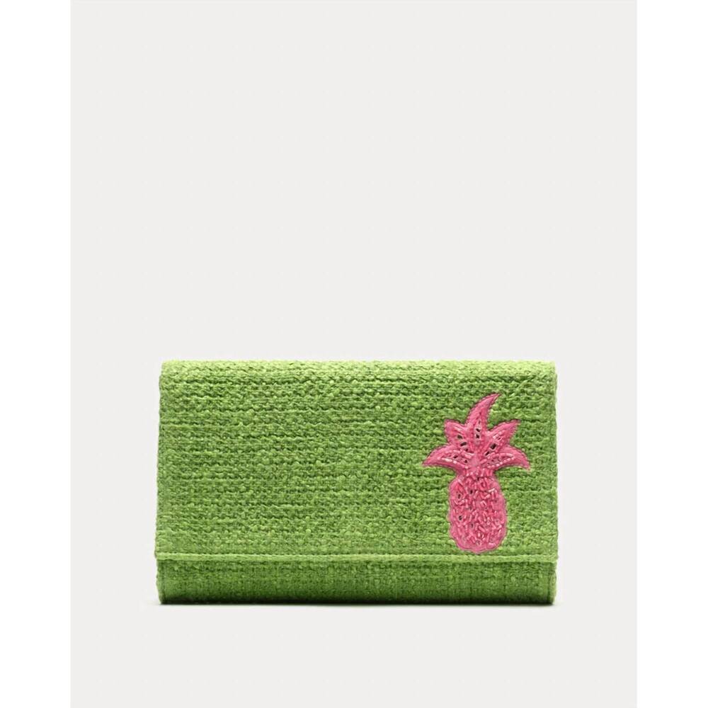 NEW FRANCES VALENTINE women's pineapple clutch bag in green